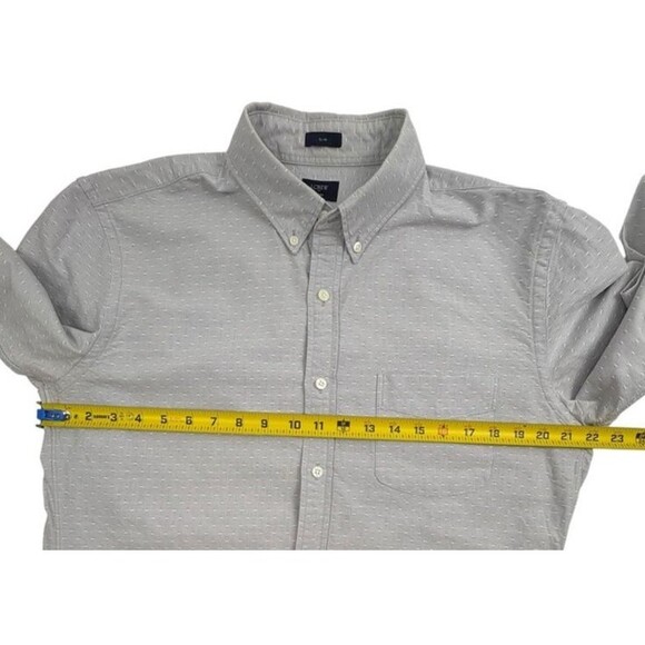 J Crew Slim Fit Oxford Shirt Textured Sashiko Dot Dobby LS Light Gray Preppy L - Picture 7 of 15